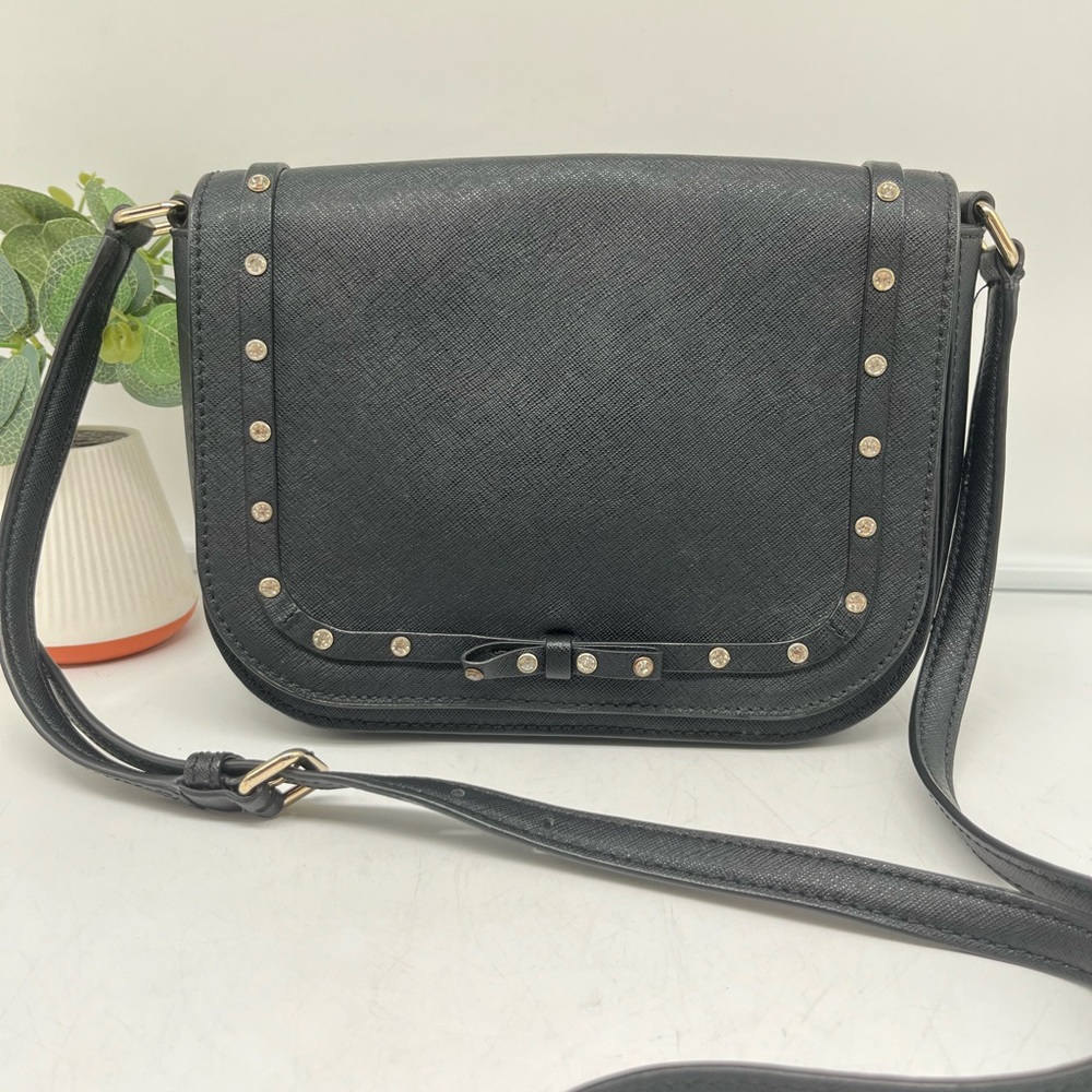 Kate Spade NY Womens Black Leather Purse Shoulder Handbag Cross Body Bag‎